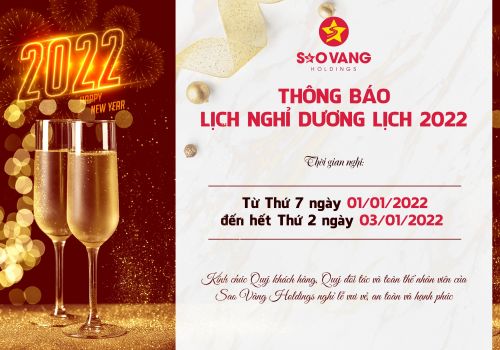 Sao Vàng Holdings thông báo lịch nghỉ Tết dương 2022
