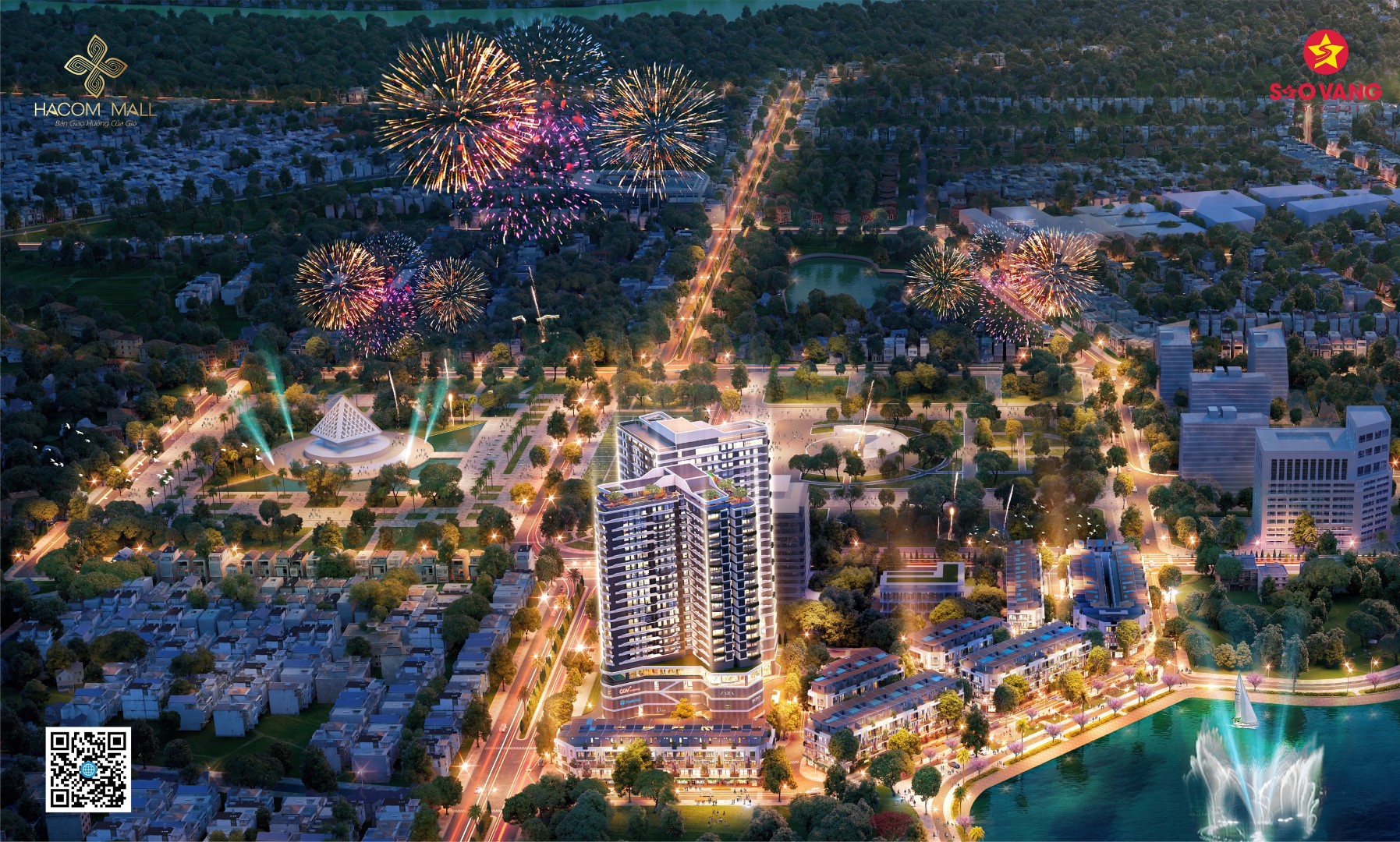 Phối cảnh tổng thể đêm zoom gần