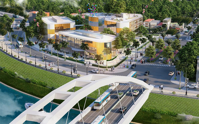 cầu vàng bắc qua dự án thanh sơn riverside