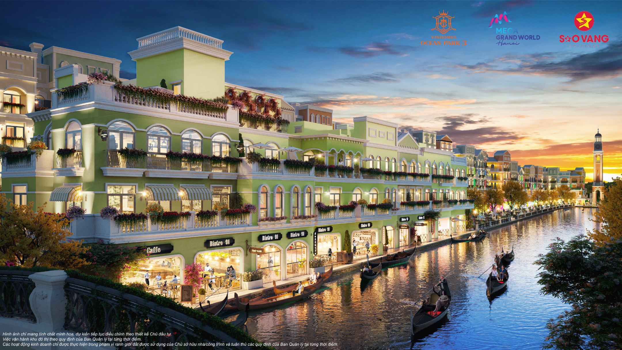 Căn shophouse tại Mega Grand World Hà Nội lung linh bên sông